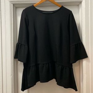 Lane Bryant Black Bell 3/4 Sleeved Blouse
